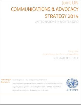 Portada del documento con un fondo blanco, el logo de la ONU en Montenegro y el título del documento en amarillo.