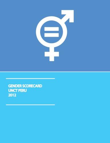 Portada del documento con un fondo en dos tonos de azul y el símbolo de igualdad de género en blanco.