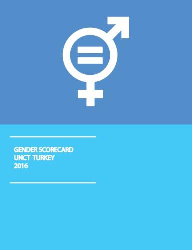 Portada del documento con un fondo azul oscuro y azul claro, con el símbolo de igualdad de género en blanco.