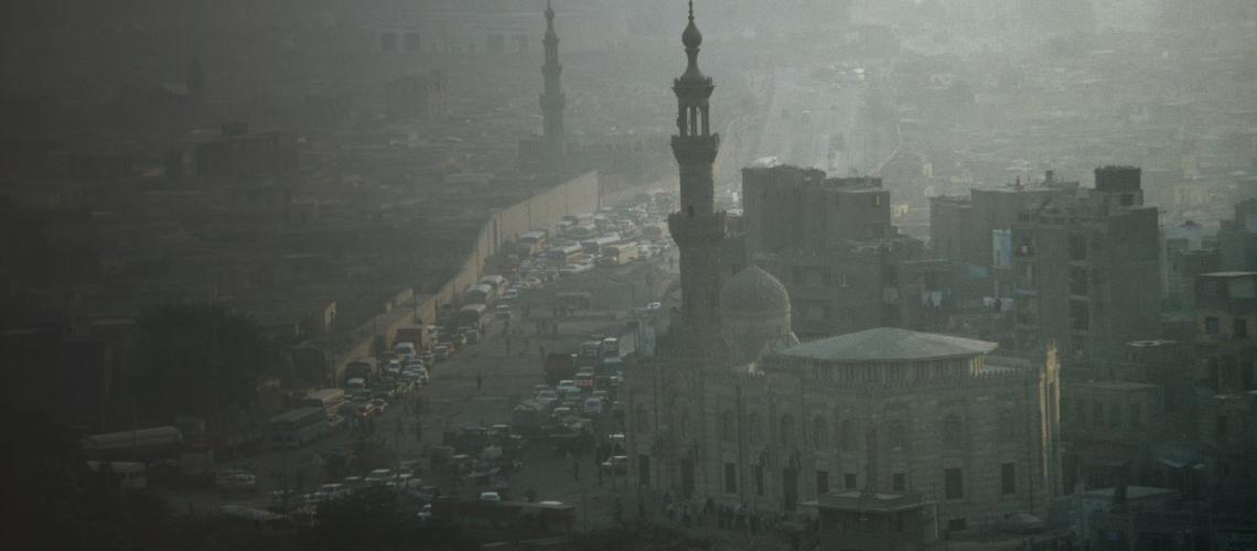 Una vista aérea de la ciudad de El Cairo, Egipto.