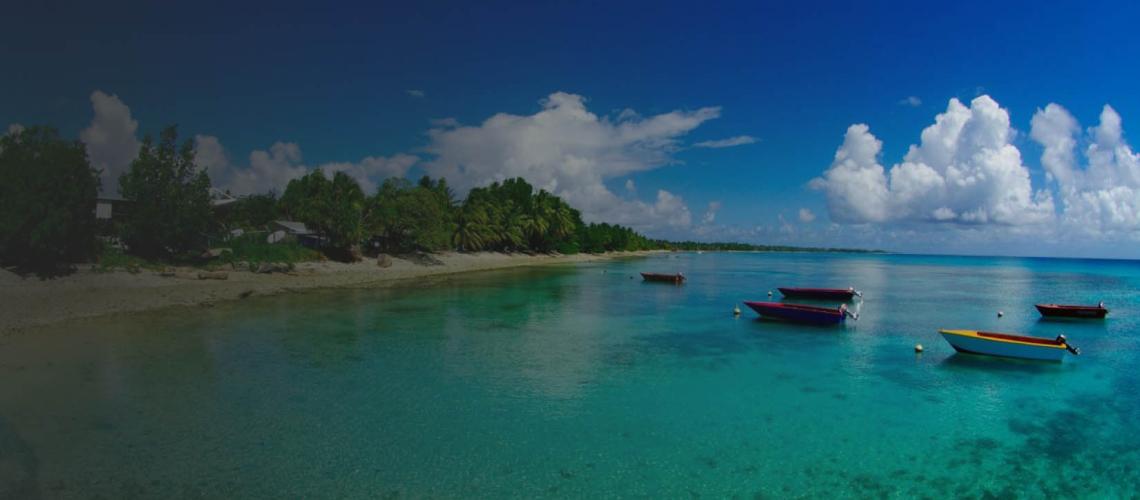 A scenic view of a beautiful ocean beach in Tuvalu.