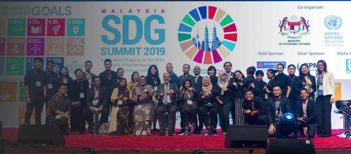 A photo of participants on a stage from the Malaysia SDG Summit 2019